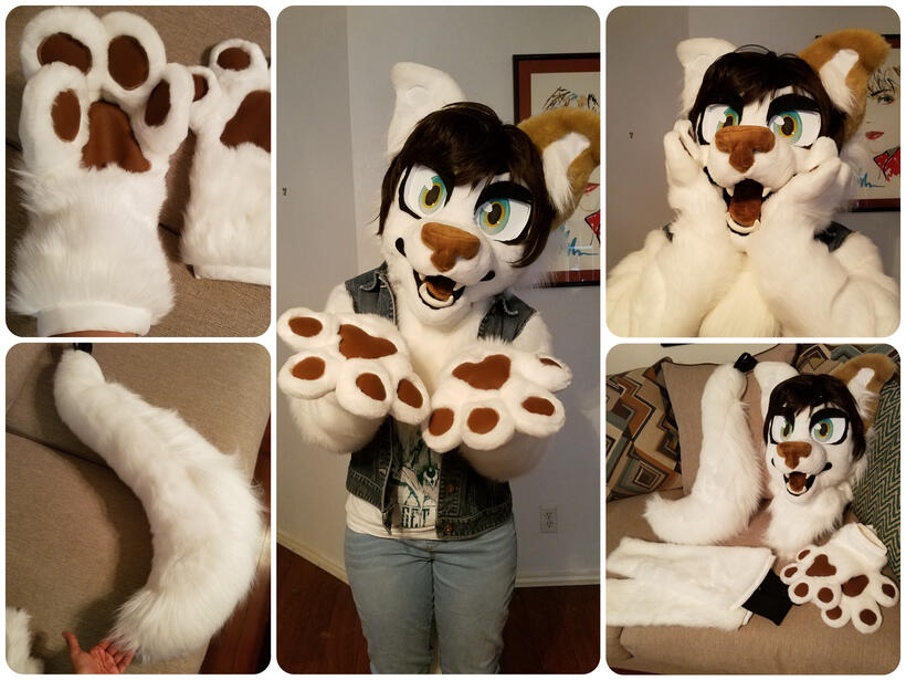 Premade; Collab: Kinghime (head sculpt, eyes, design, wig), Sammy Smiles Co (furring, installation, paws, sleeves, tail) Premade; Collab: Kinghime (head sculpt, eyes, design, wig), Sammy Smiles Co (furring, installation, paws, sleeves, tail)