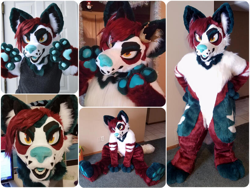 Premade; Collab: Kinghime (head sculpt, eyes, wig, design), Sammy Smiles Co (furring, installation, bodysuit, paws, tail) Premade; Collab: Kinghime (head sculpt, eyes, wig, design), Sammy Smiles Co (furring, installation, bodysuit, paws, tail)